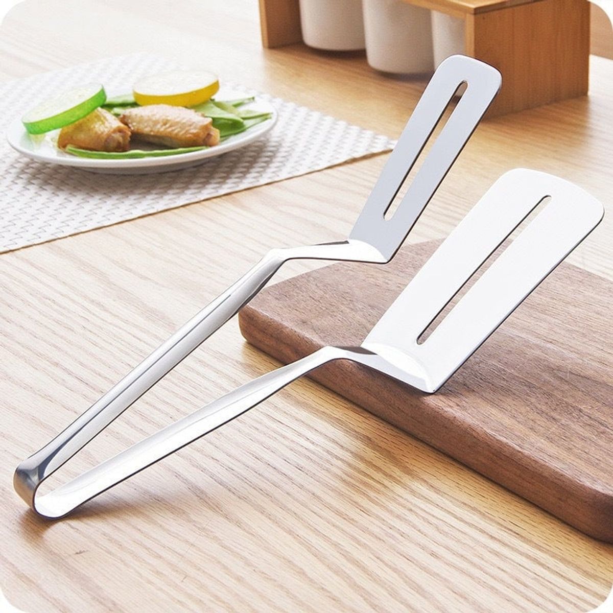 AURELA - Espátula Doble Volteadora Hamburguesa Pinzas