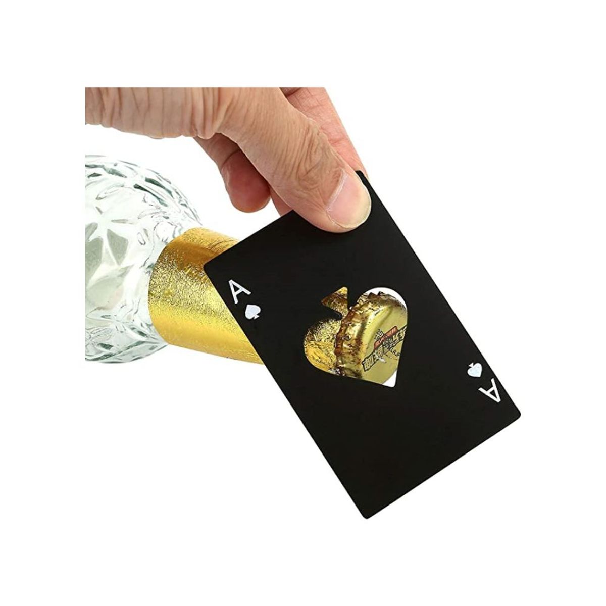 GENERICO - Destapador de Botellas Forma de Naipe Baraja Cartas Metal Negro