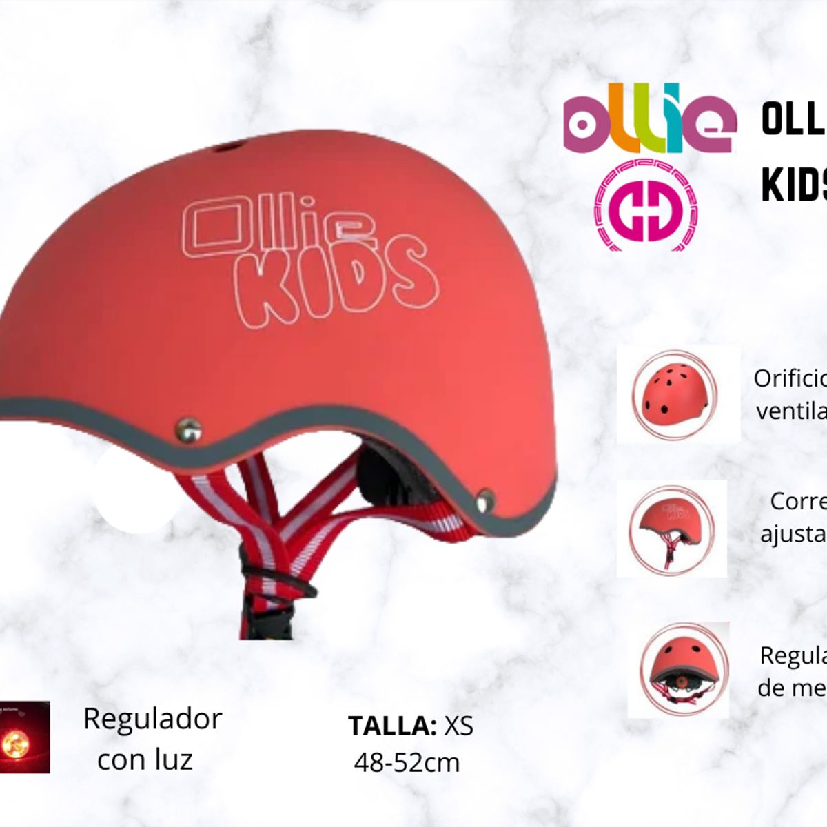 OLLIE - CASCO PARA NIÑOS  MARCA OLLIE KIDS CORAL XS