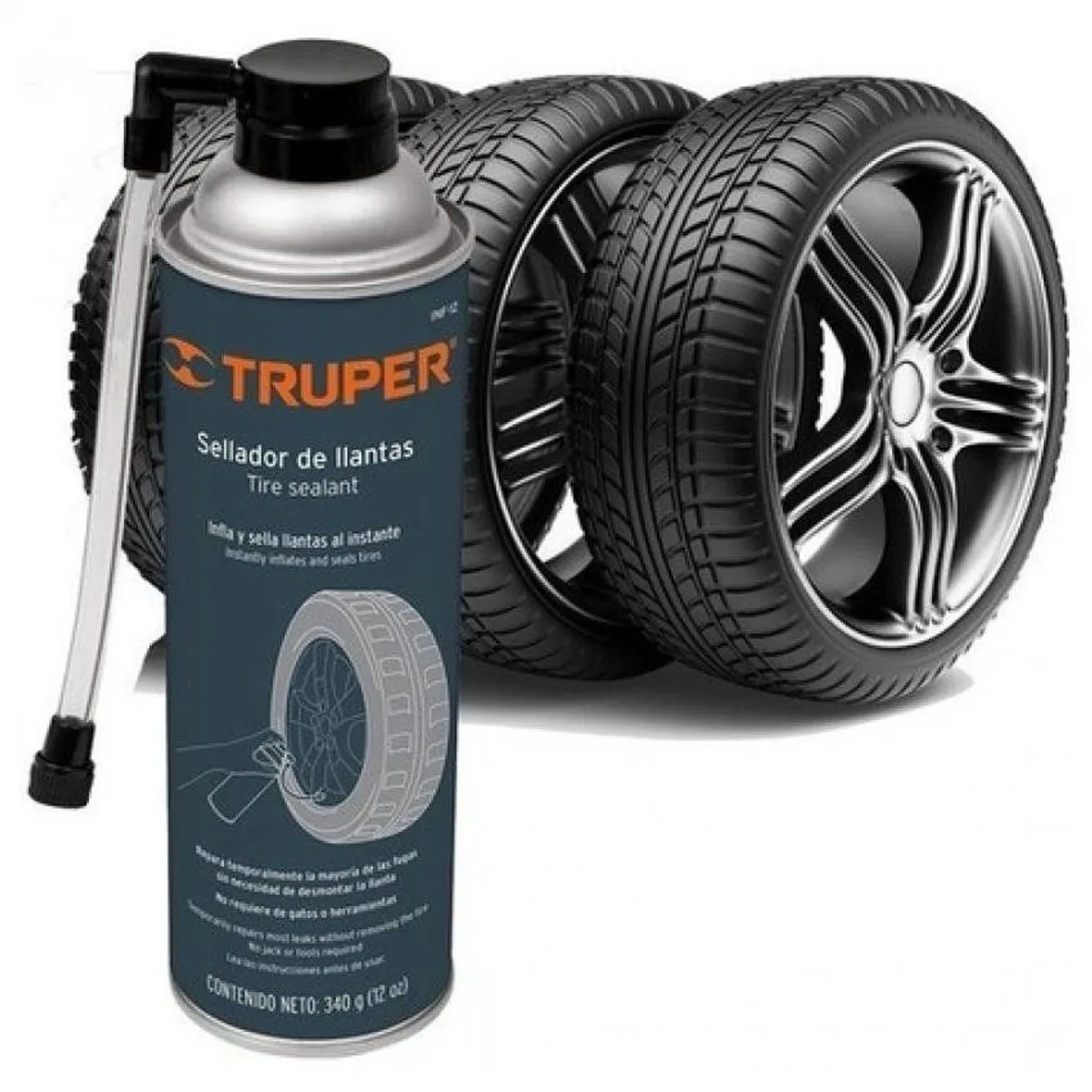 TRUPER - Sellador de llantas inflador 450 ML12 OZ, truper