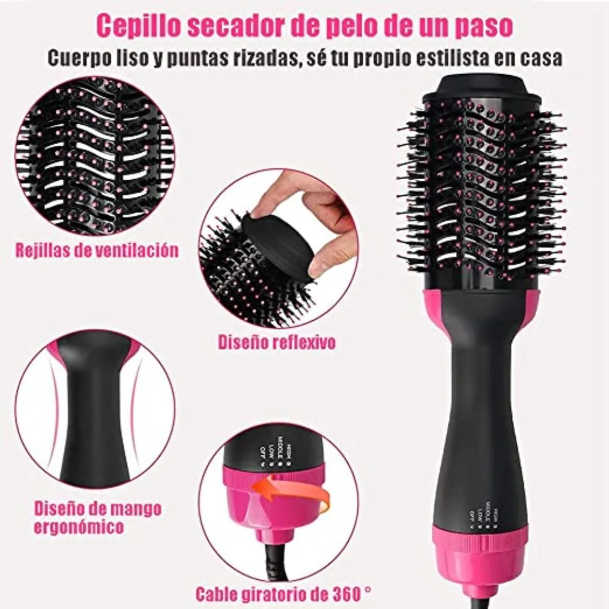 GENERICO - Cepillo Secador Eléctrico para Cabello One Step 1500W.