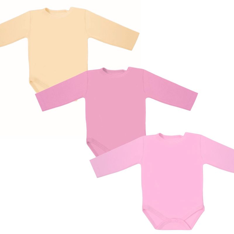 GENERICO - Set de 3 bodys bebe de 100% Algodón Bebe Niña E01