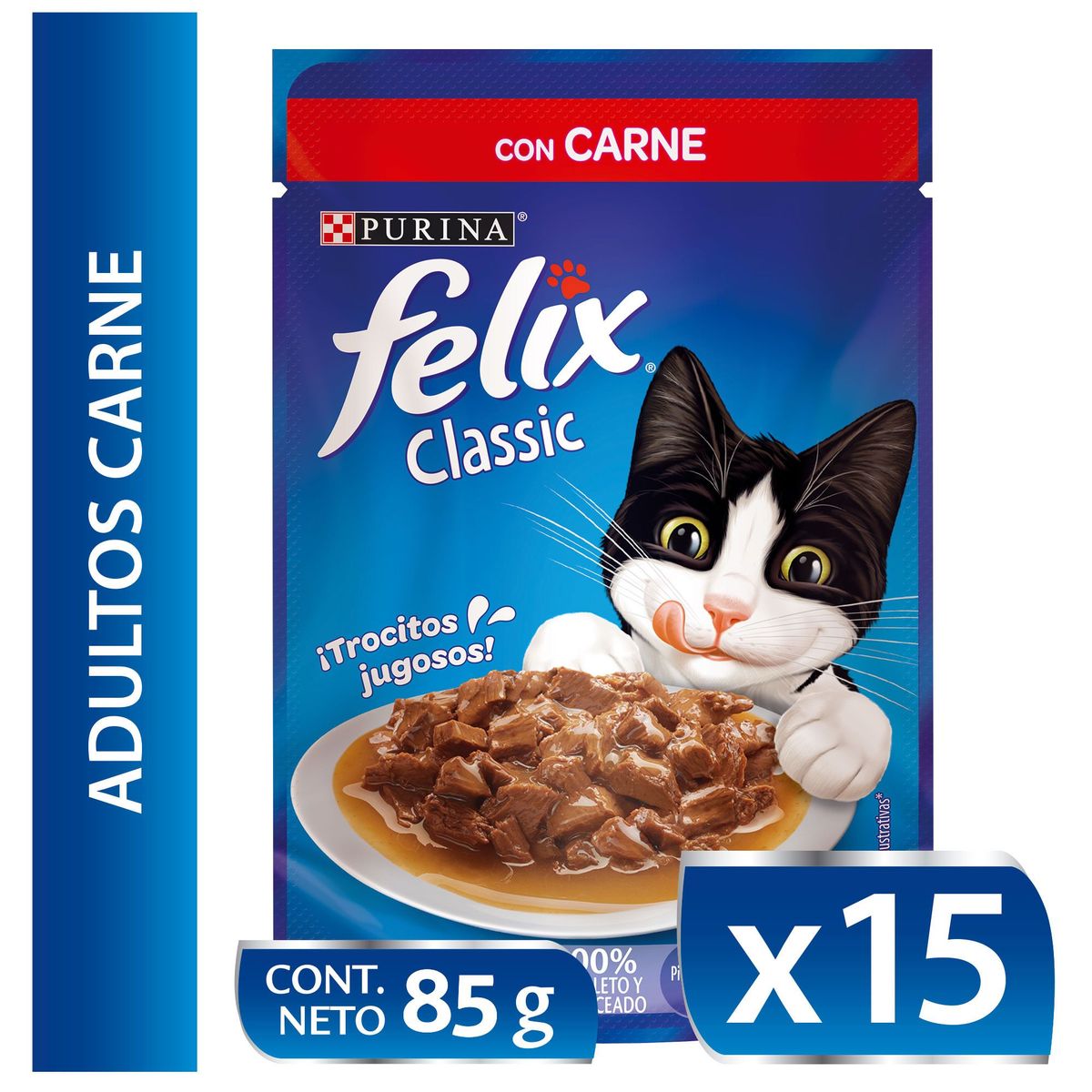 FELIX - ALIMENTO HÚMEDO DE GATO FELIX CLASSIC CON CARNE 15x85GR