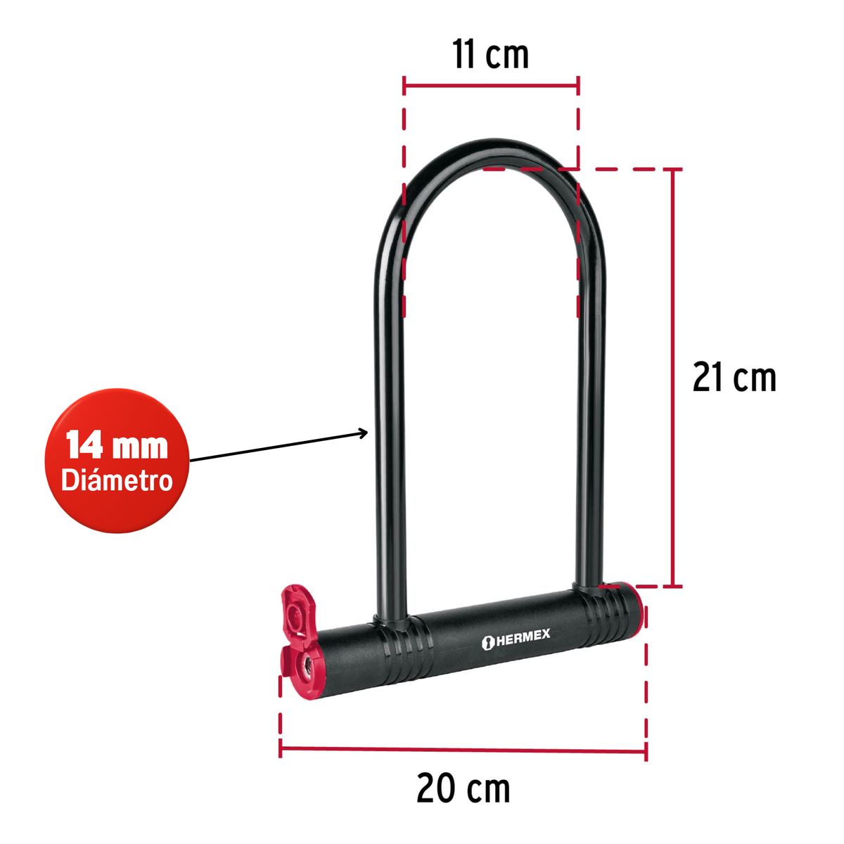 HERMEX - Candado bicicleta moto cadena candado tipo U HERMEX-49620