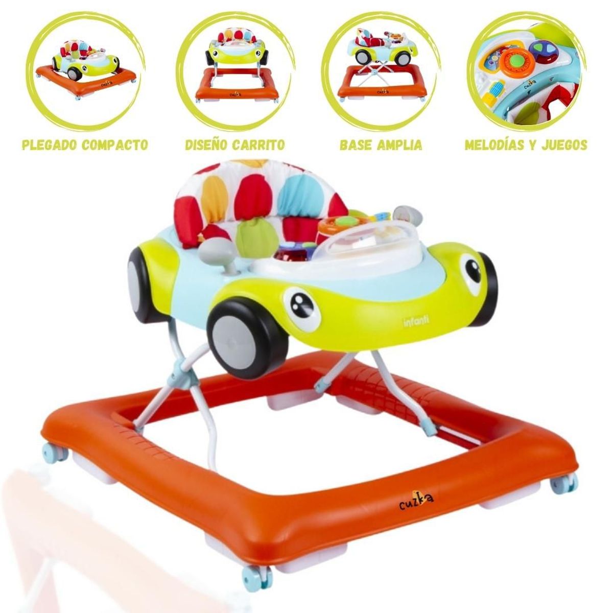 INFANTI - Andador Para Bebé Musical »AUTITO» Green