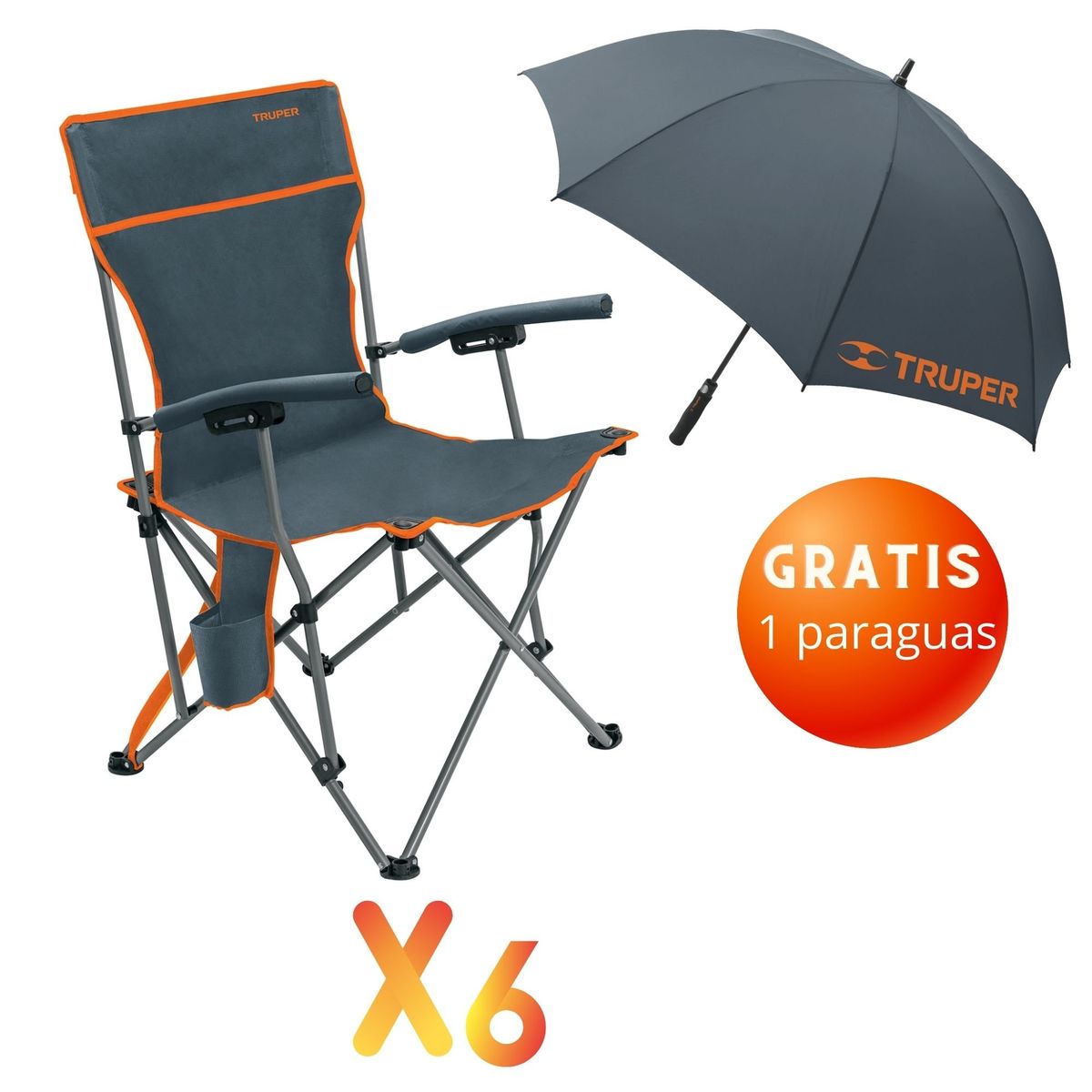 TRUPER - Silla plegable de playa camping X6 - Truper ,Inc. 1 Paraguas