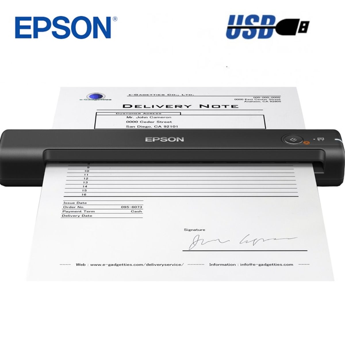 EPSON - Escáner portátil Epson WorkForce ES-50, USB 2.0