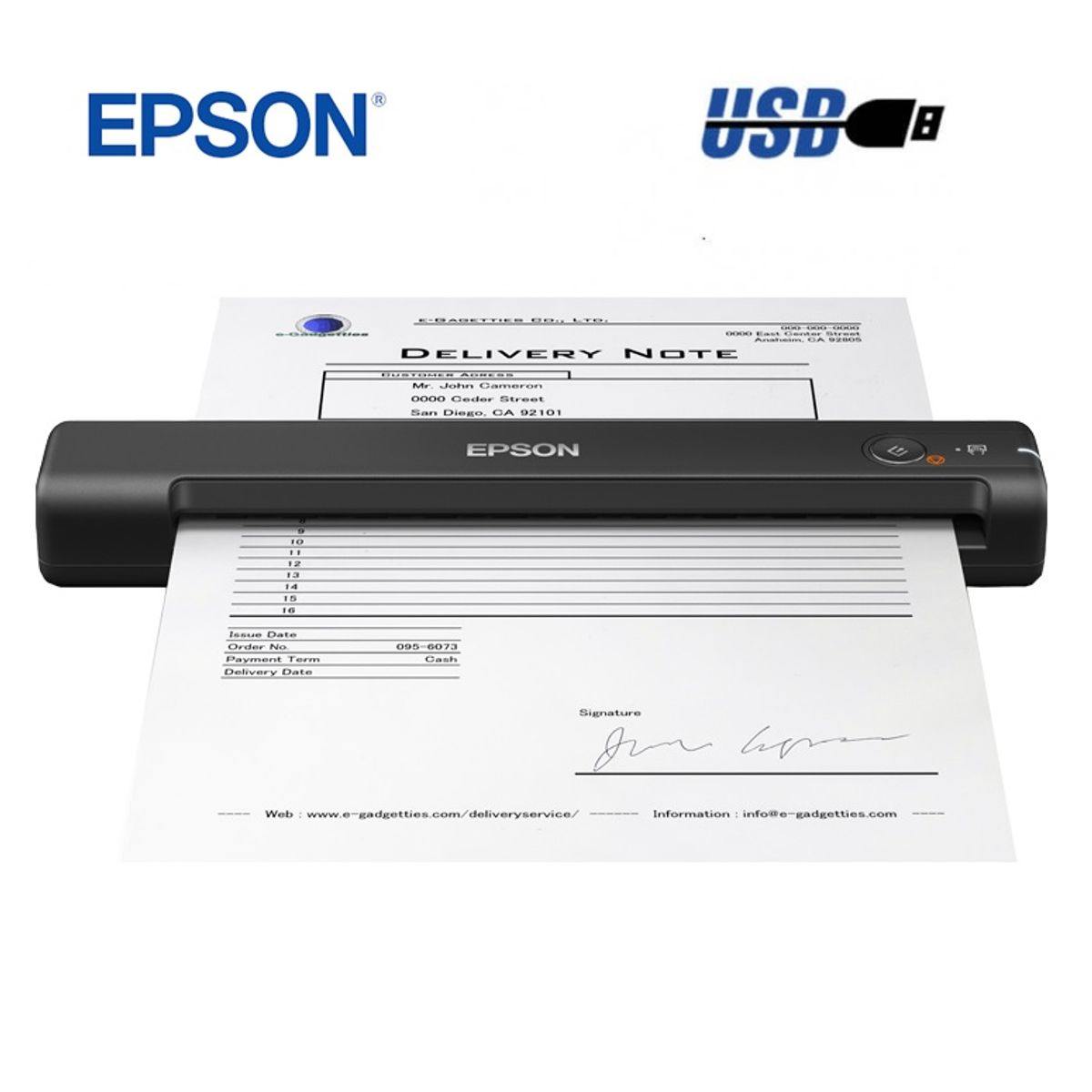 EPSON - Escáner portátil Epson WorkForce ES-50, USB 2.0