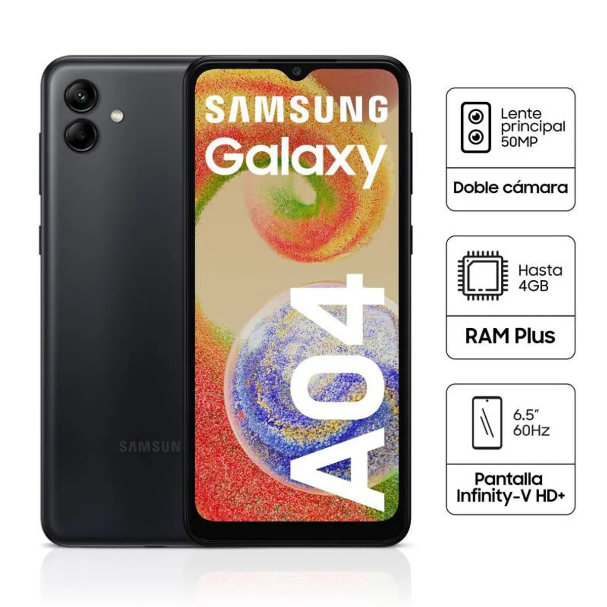 SAMSUNG - SAMSUNG GALAXY A04 - 50MP  2MP 128GB 4GB RAM  - NEGRO