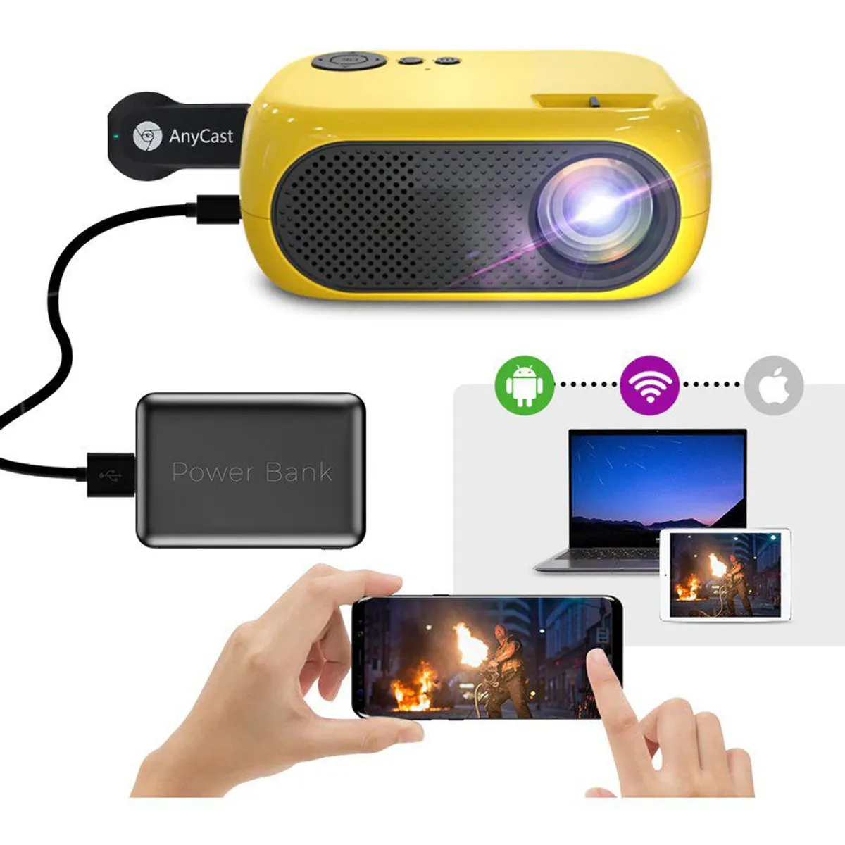 GENERICO - Mini proyector xidu anycast 100 3000lm 640x480 a full hd1080