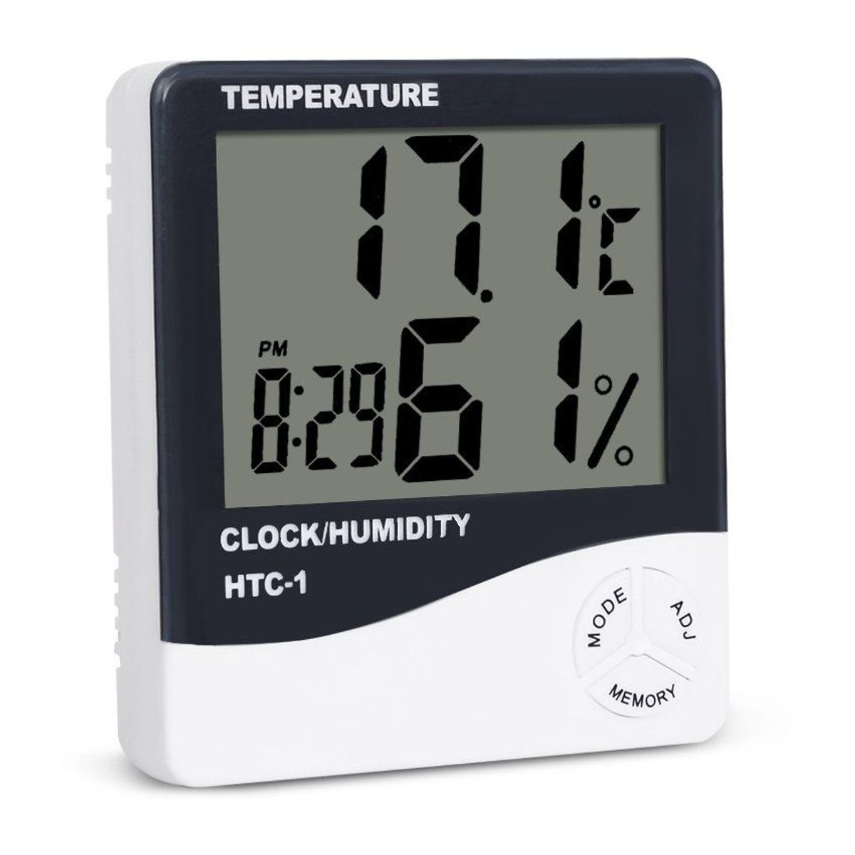 GENERICO - Medidor humedad y temperatura reloj lcd habitación htc-1