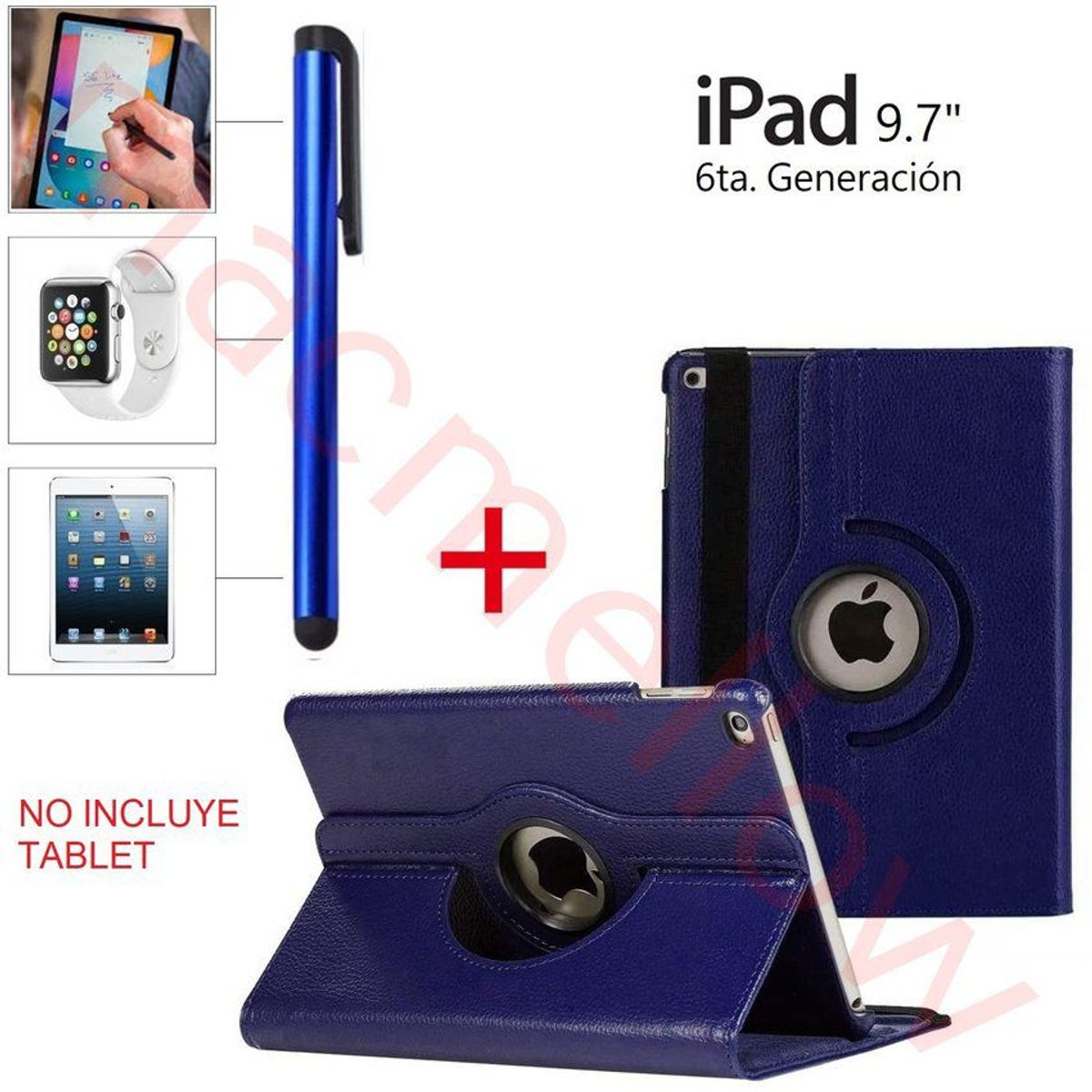 GENERICO - Funda Giratoria 360° + Lapiz Optico Cover iPad 9.7 A1893 A1954 6ta Gen