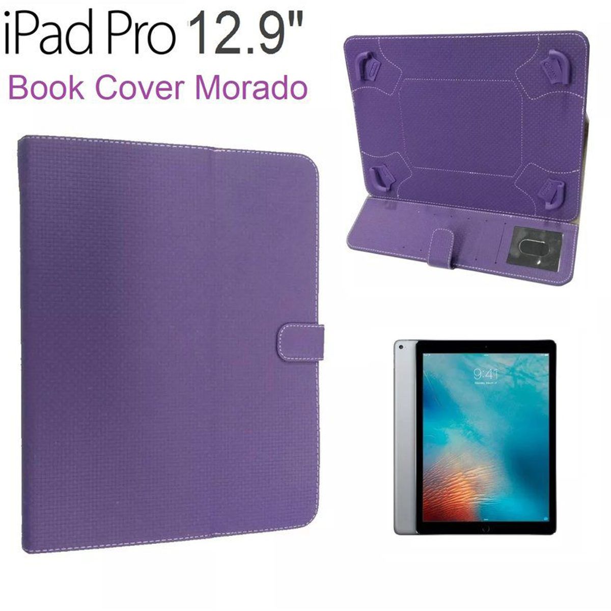 GENERICO - Funda Book Cover con Parante y Tarjetero iPad Pro 12.9 A1584 A1652