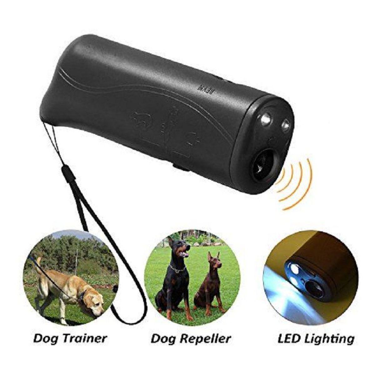 GENERICO - Ahuyentador de perros bravos ultrasonico con luz led
