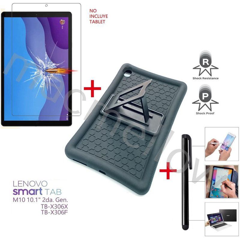 GENERICO - Funda + Mica Vidrio + Lapiz para Lenovo M10 HD 10.1 2da Gen TB-X306F