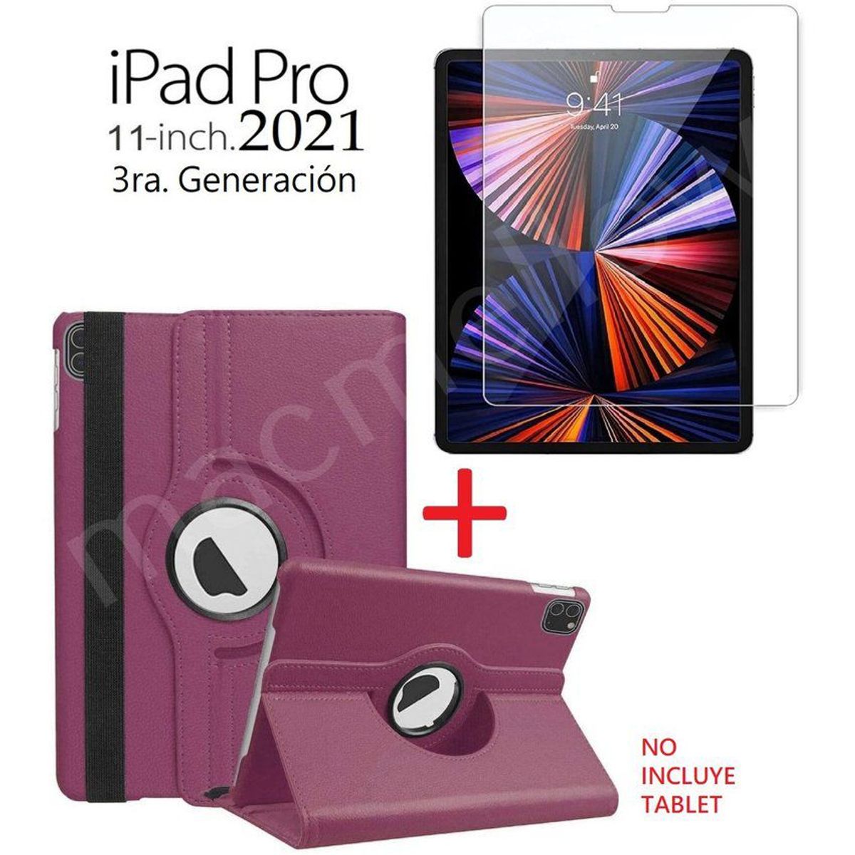 GENERICO - Funda Case + Mica Vidrio Templado para iPad Pro 11 3ra Gen 2021 A2377