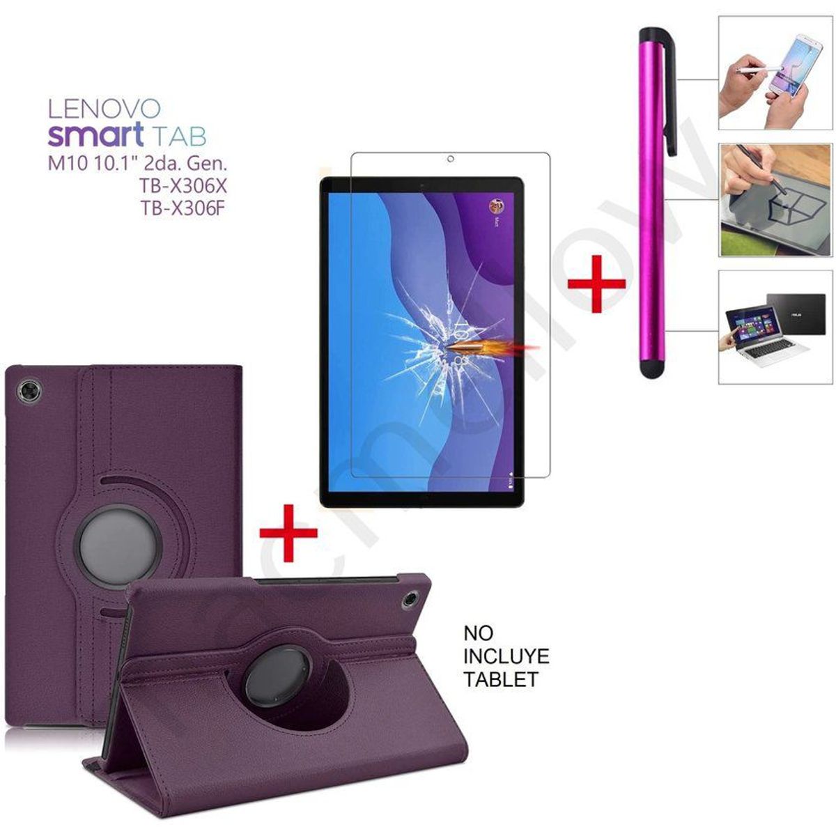 GENERICO - Funda 360° + Mica de Vidrio + Lapiz Optico Lenovo M10 HD 10.1 TB-X306F