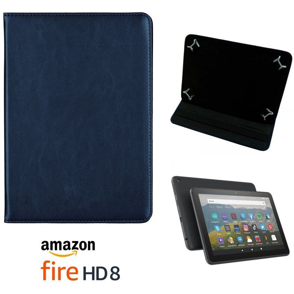 GENERICO - Funda para amazon fire hd 8 protector forro flip cover case tipo libro