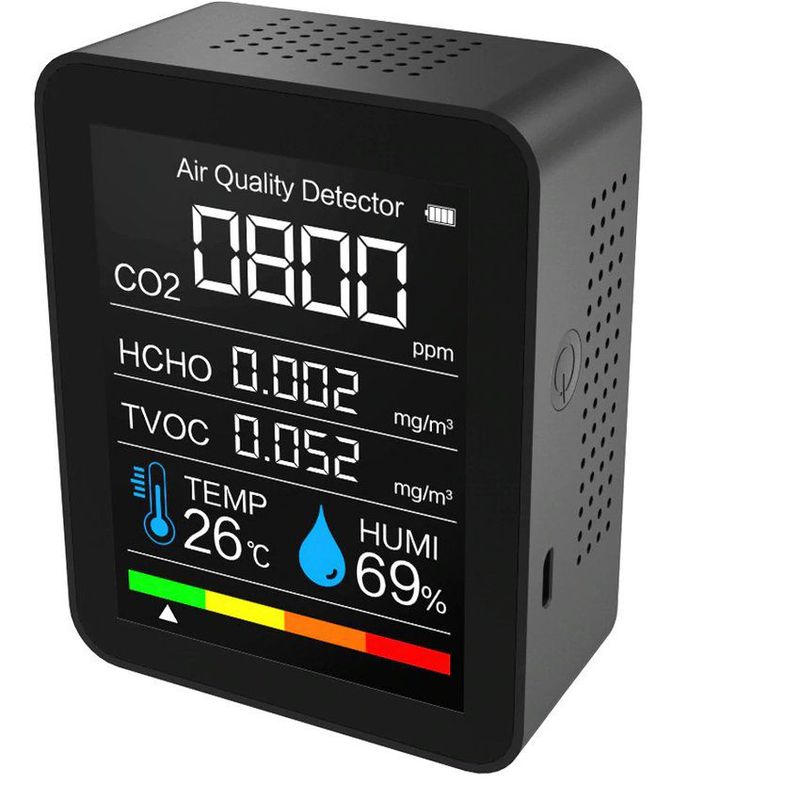 GENERICO - Medidor co2 5 en 1 detector co2, tem, humedad, tvoc y hcho