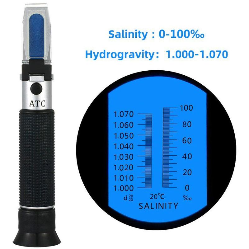 GENERICO - Refractometro atc 0-100% salinidad y sg salinometro acuario