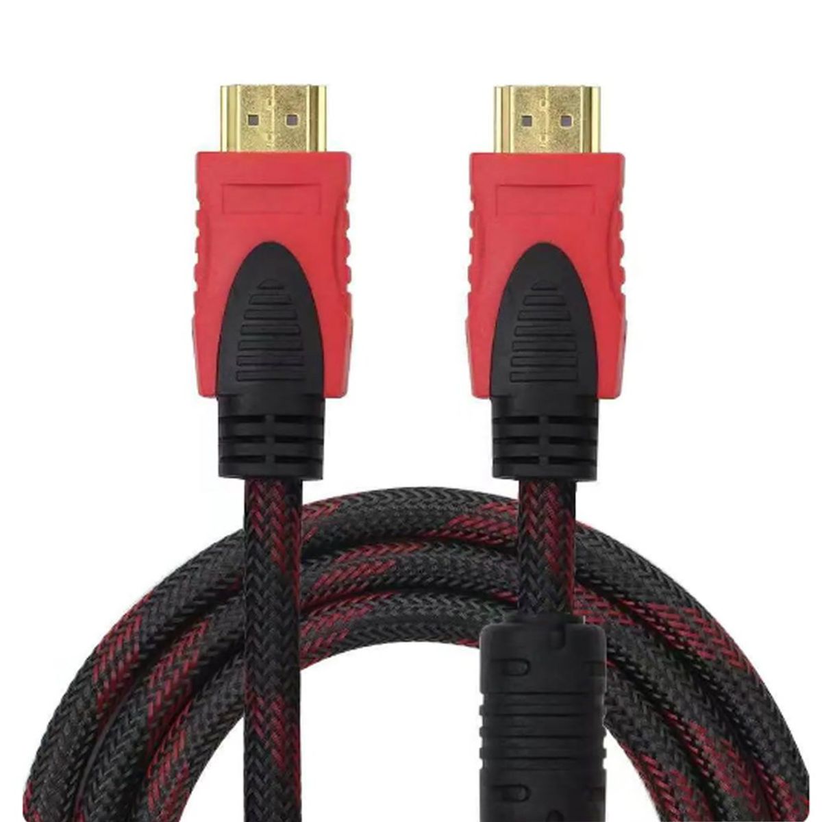 GENERICO - Cable HDMI Con Filtro 5 Metros HD 3D V1.4 Enmallado Negro Con Rojo