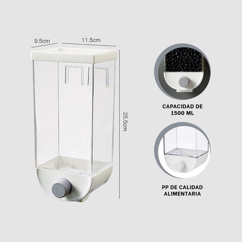 GENERICO - Contenedor para Almacenar Frutos Secos Blancos 1500gr