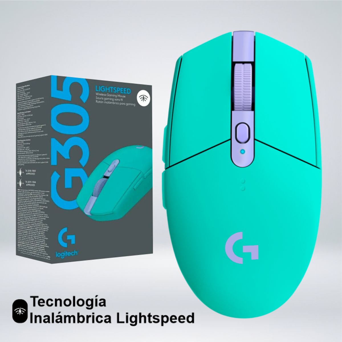 LOGITECH - MOUSE GAMER G305 LIGHTSPEED SENSOR HERO 12K  6 BOTONES VERDE