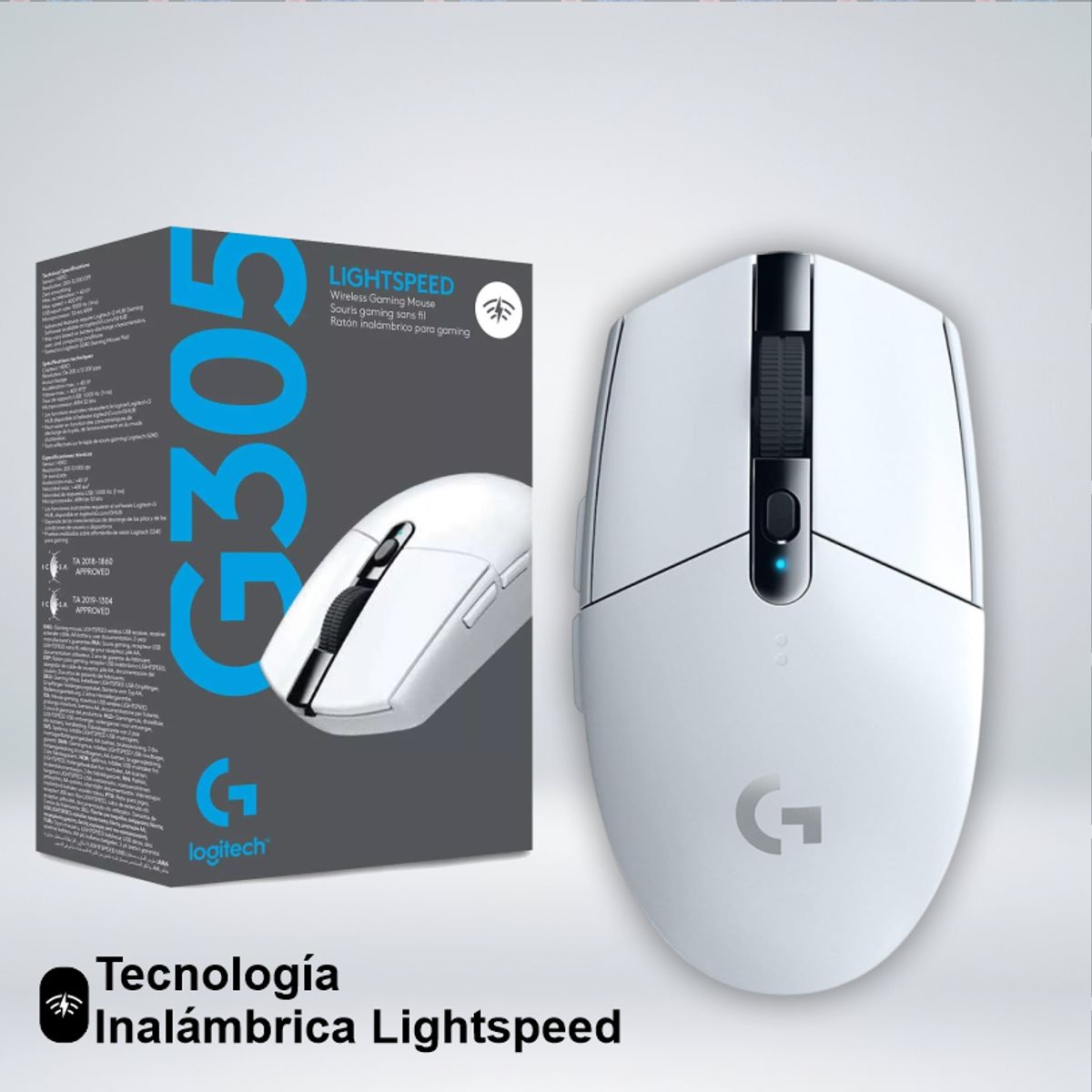 LOGITECH - MOUSE GAMER G305 LIGHTSPEED SENSOR HERO 12K  6 BOTONES BLANCO