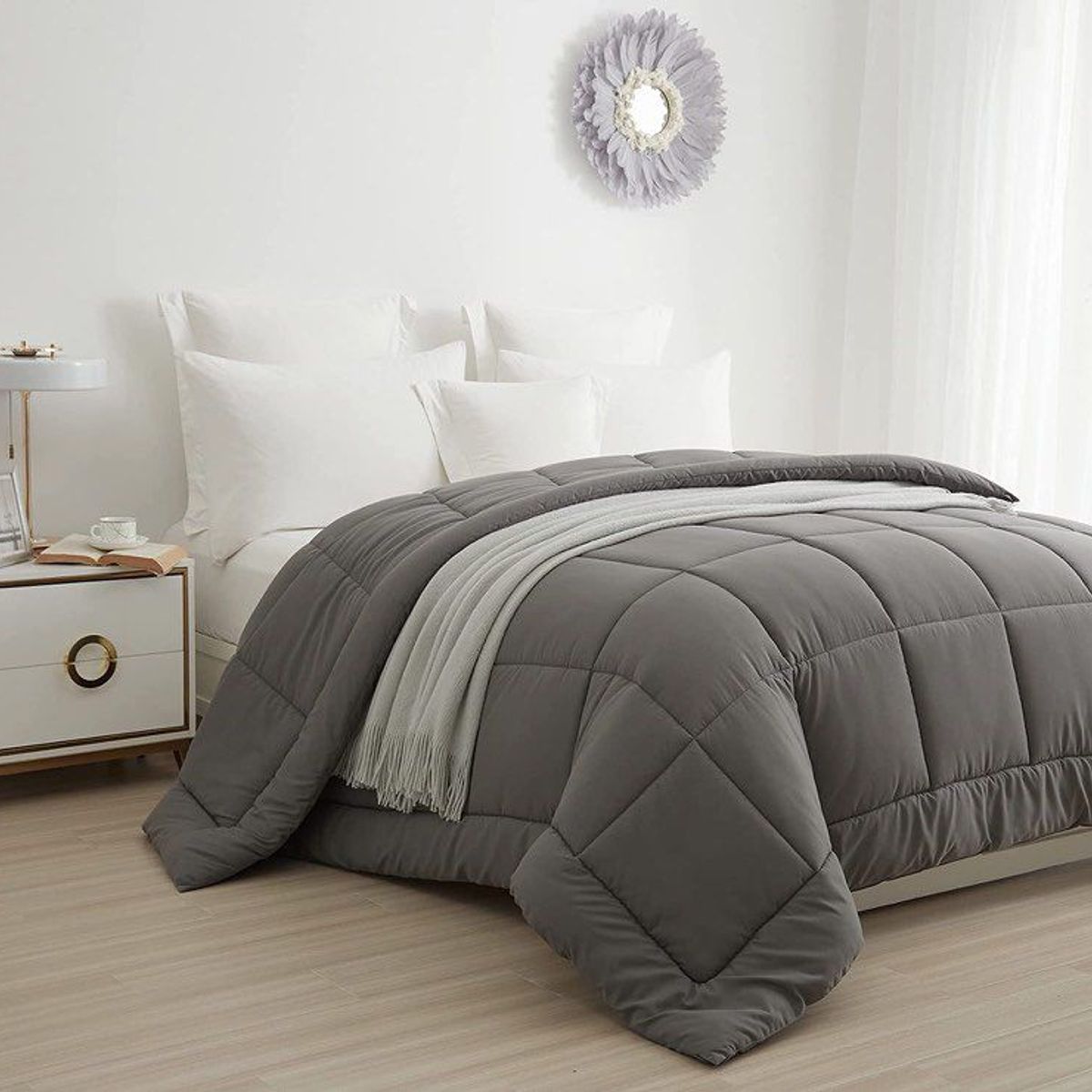 TEFI HOME - Edredón Monocromo Plomo 2 PLAZAS