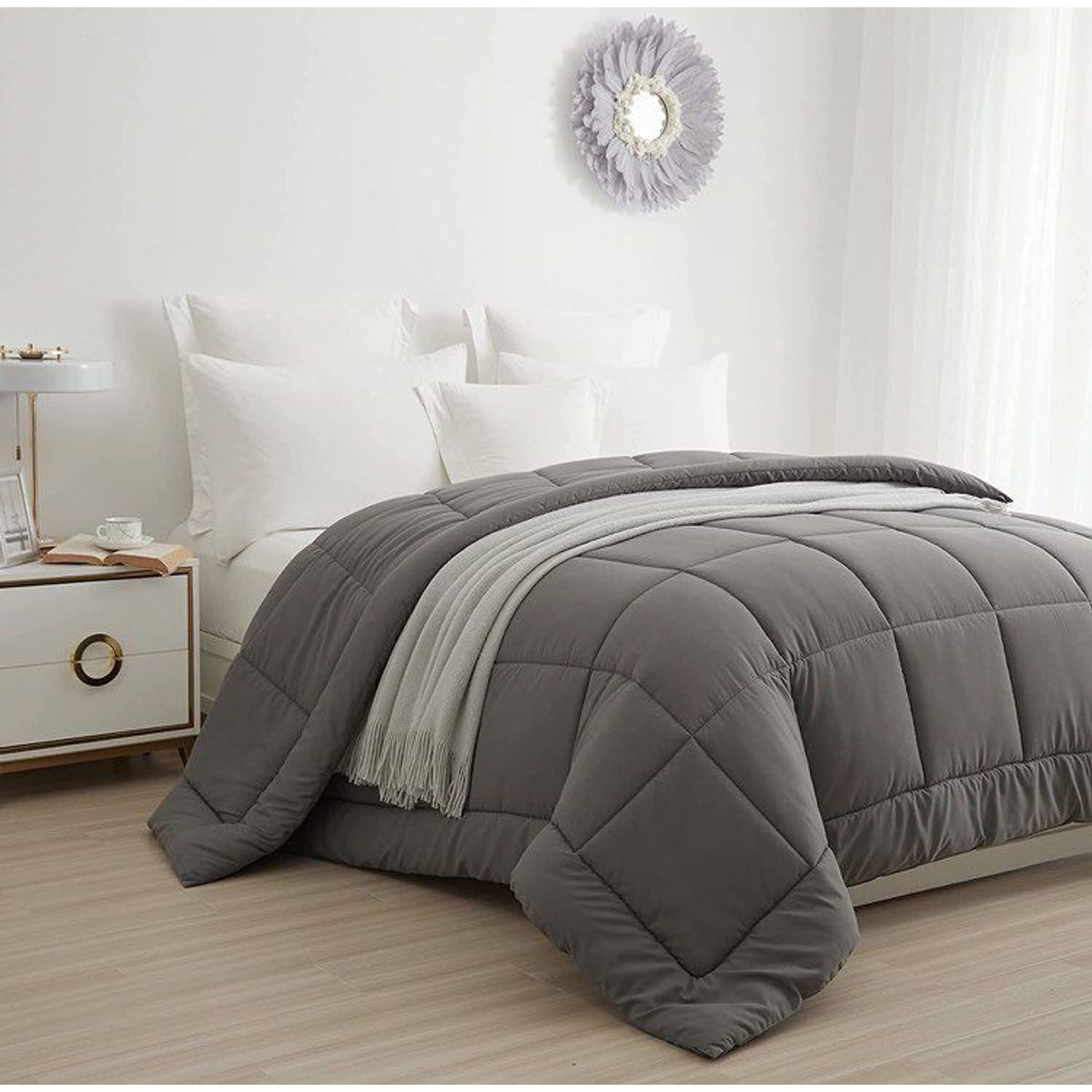 TEFI HOME - Edredón Monocromo Plomo 2 PLAZAS