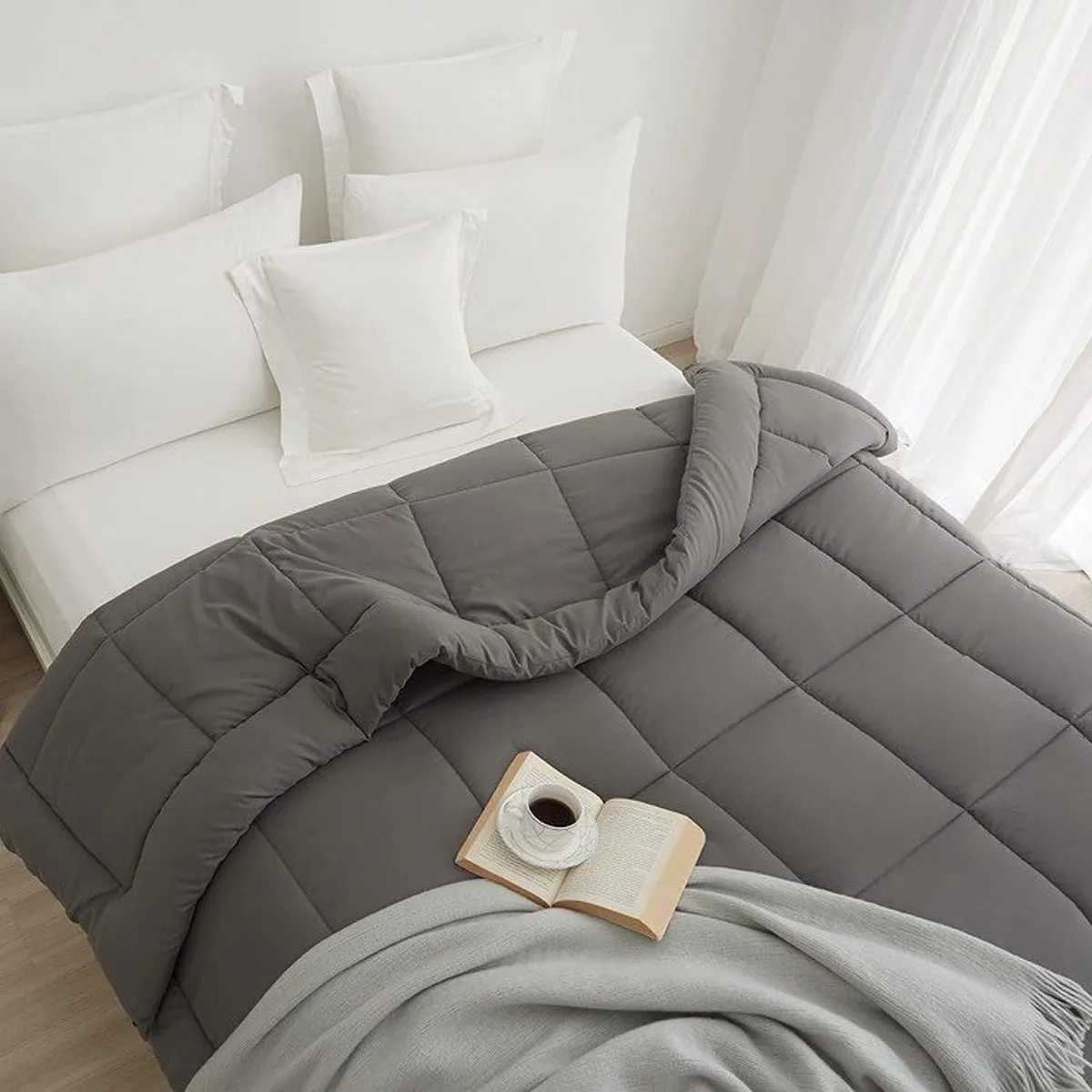 TEFI HOME - Edredón Monocromo Plomo 2 PLAZAS