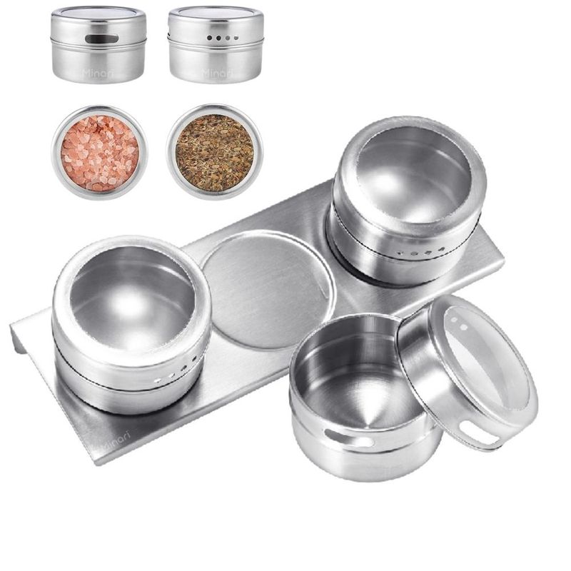 MINARI - Set de 3 Condimentero Especiero Imantado con Soporte 06E
