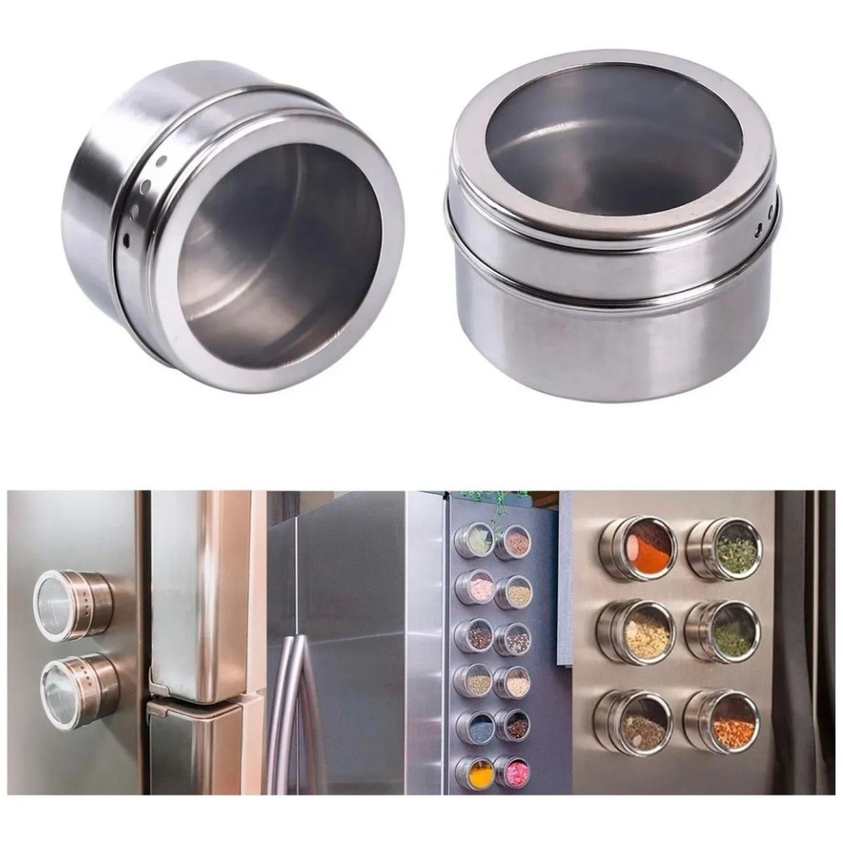 MINARI - Set de 3 Condimentero Especiero Imantado con Soporte 06E