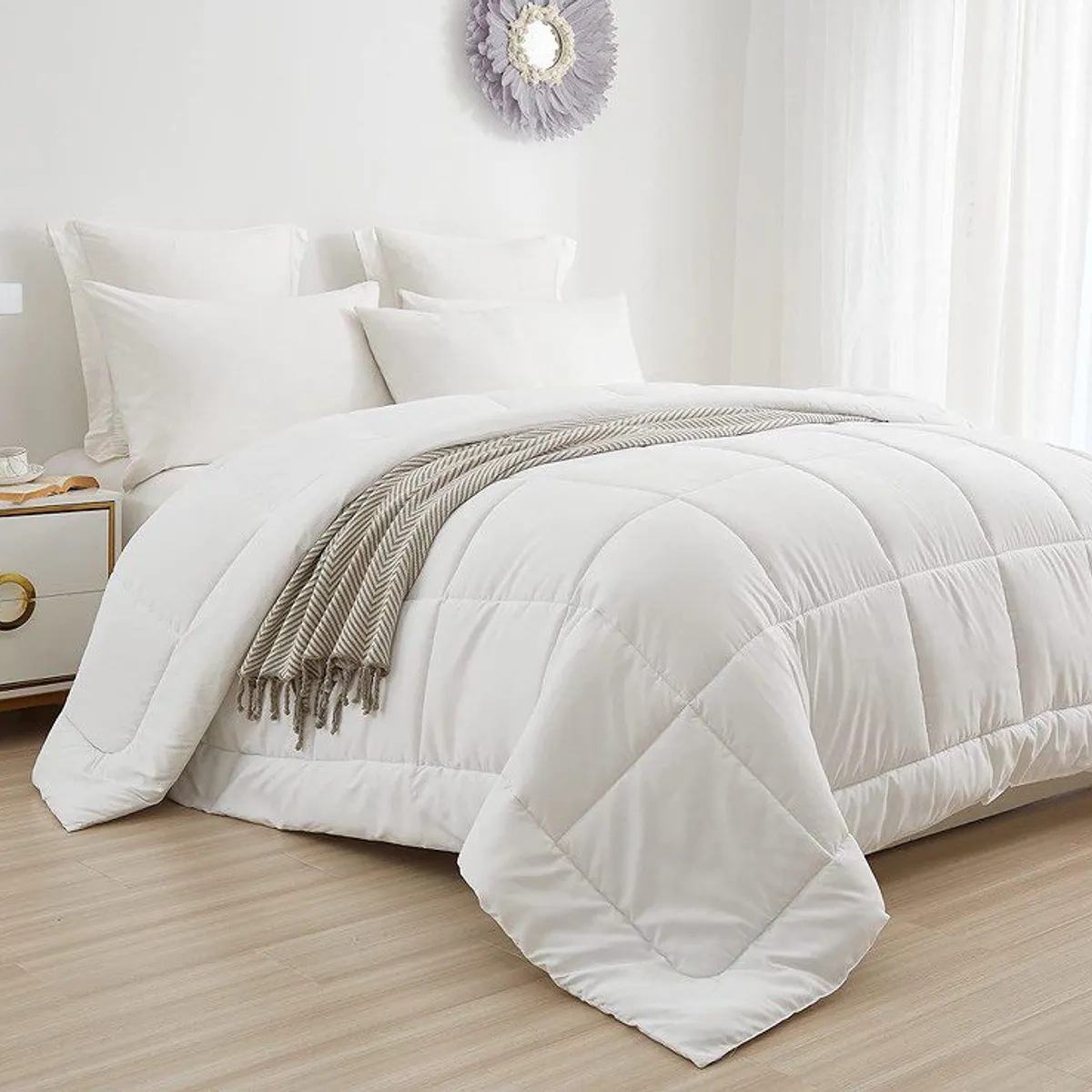 TEFI HOME - Edredón Monocromo Blanco KING