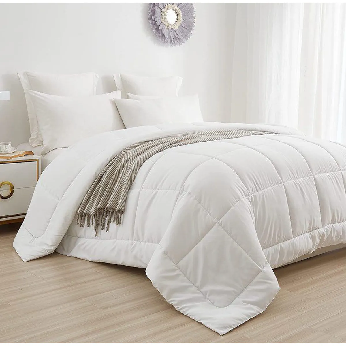 TEFI HOME - Edredón Monocromo Blanco KING