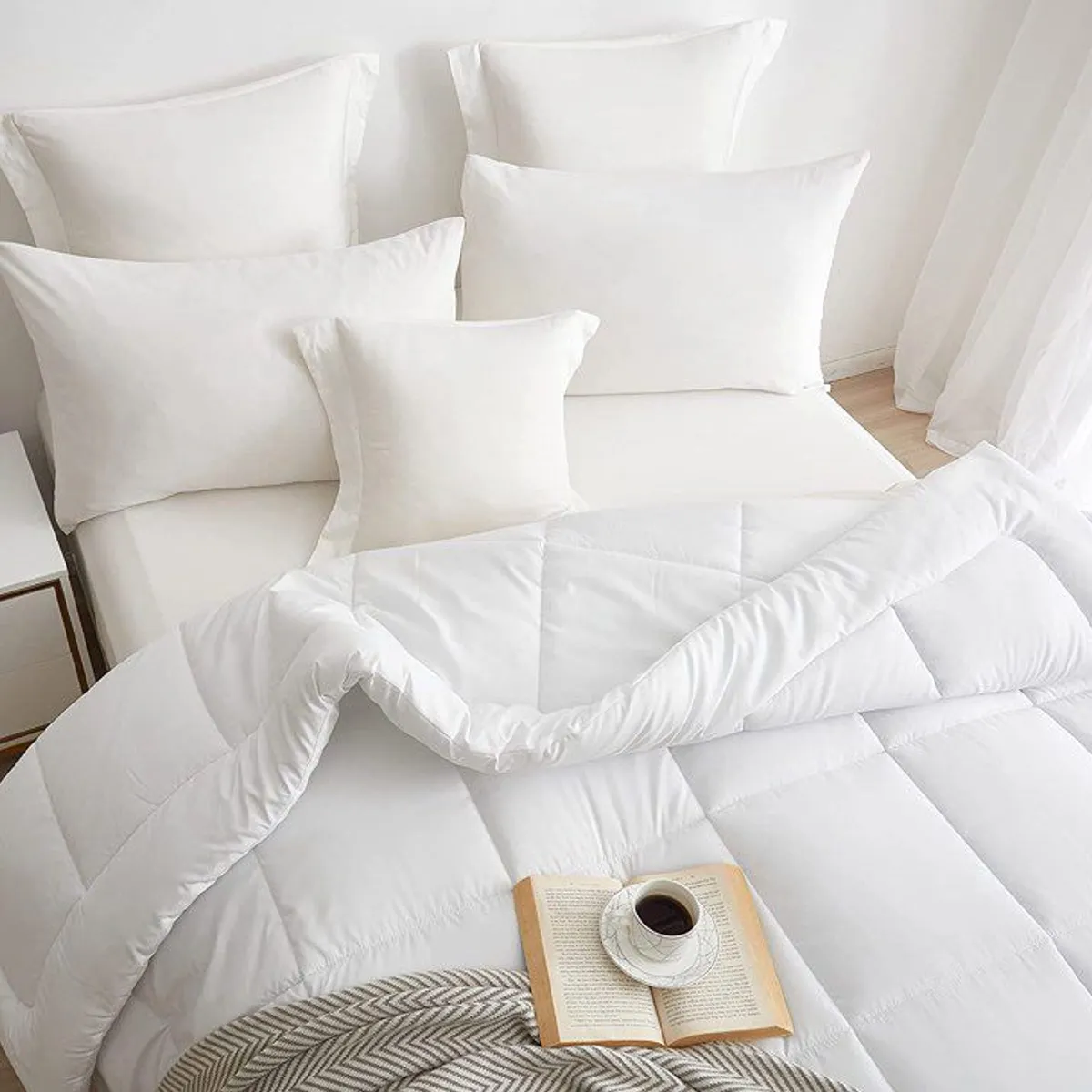 TEFI HOME - Edredón Monocromo Blanco KING