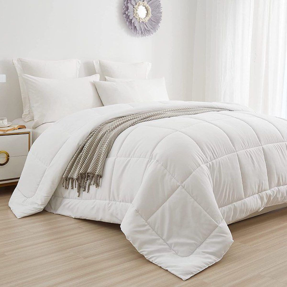 TEFI HOME - Edredón Monocromo Blanco 1.5 PLAZA