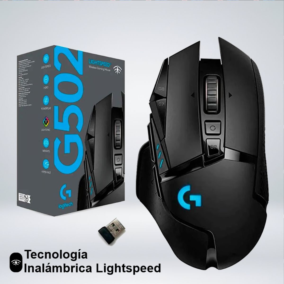 LOGITECH - MOUSE GAMER G502 RGB LIGTHSPEED SENSOR HERO 25K 11 BOTONES INALAMBRICO