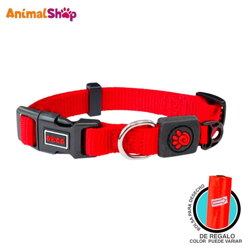 DOCO - Collar De Perro Doco Ajustable M Rojo 34 A 51Cm Con Regalo