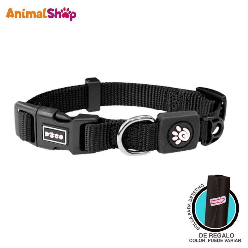 DOCO - Collar De Perro Doco Ajustable Xs Negro 21 A 30Cm Con Regalo