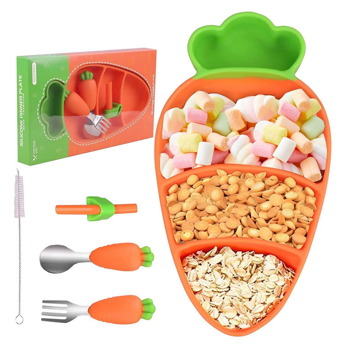 GENERICO - Plato Antideslizante para Bebe Zanahoria