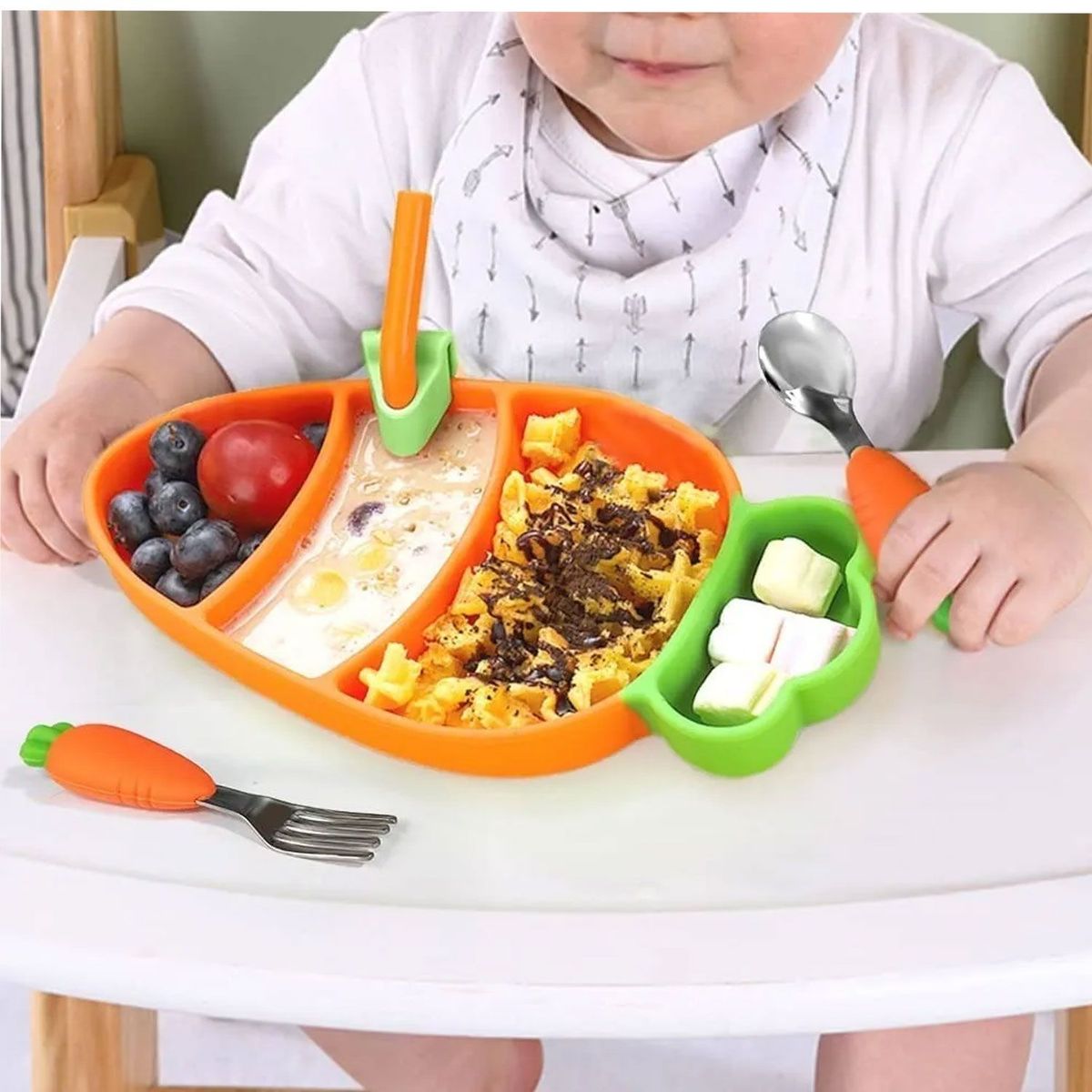 GENERICO - Plato Antideslizante para Bebe Zanahoria