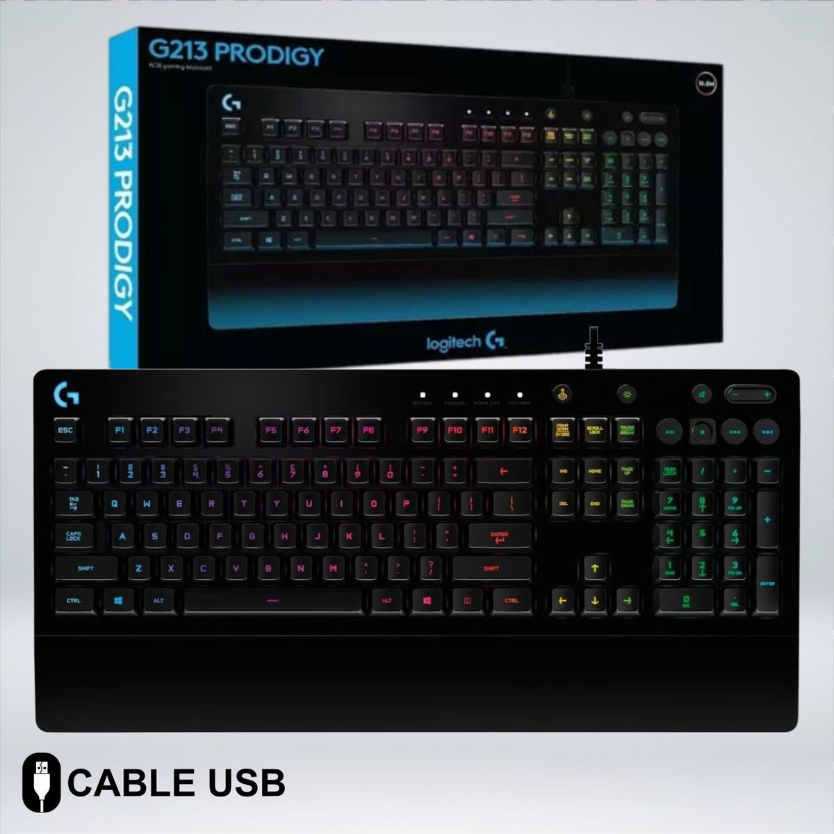 LOGITECH - TECLADO GAMER G213 RGB LIGHTSYNC TECLAS MULTIMEDIA