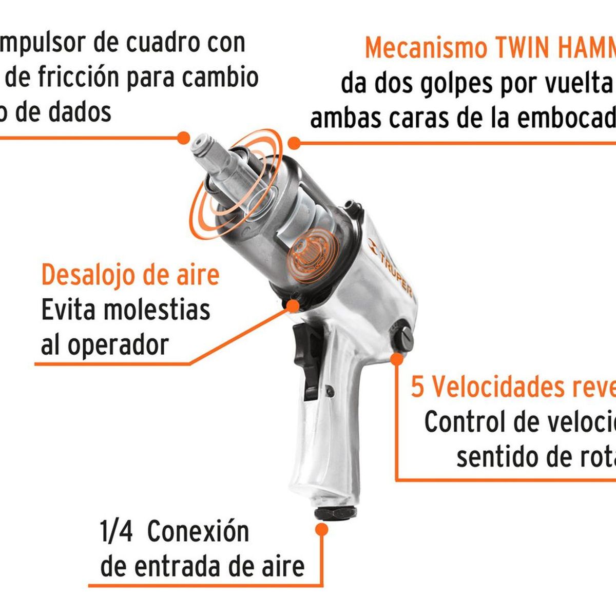 TRUPER - Llave de Impacto Neumática Industrial 12 Truper