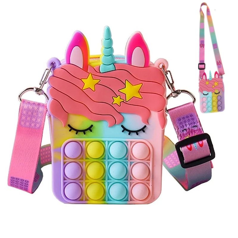 GENERICO - Morral Pop It Unicornio Anti Estrés Arcoiris