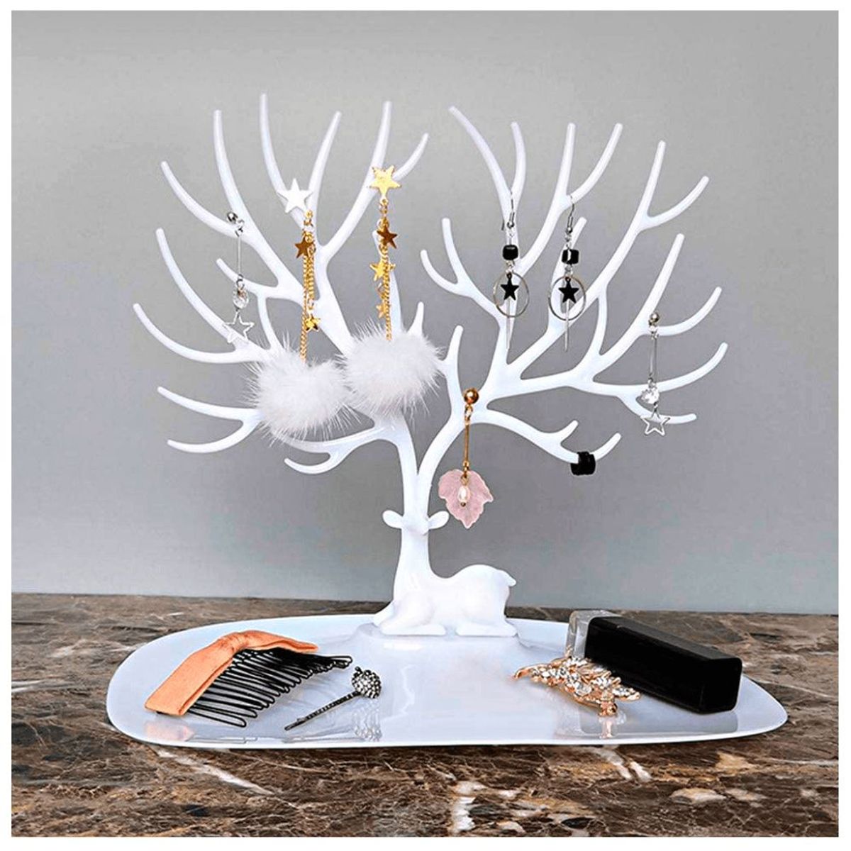 MINARI - Joyero Ciervo Organizador de Joyas Exhibidor Blanco 68J