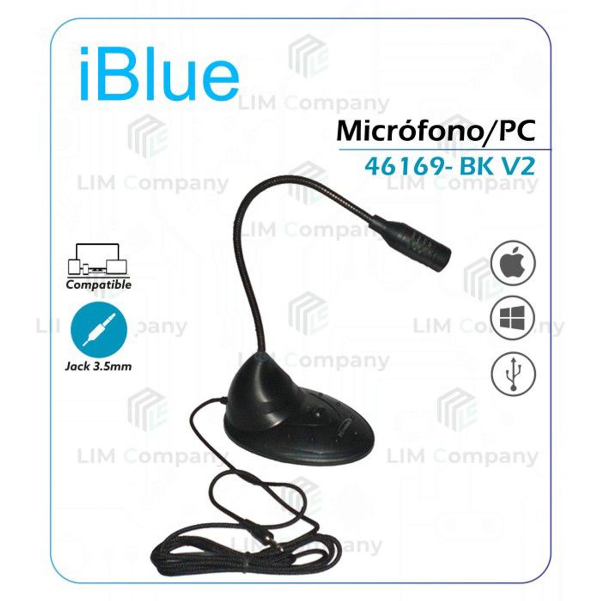IBLUE - MICROFONO IBLUE DESKTOP V2 MULTIMEDIA BLACK 46169-BK