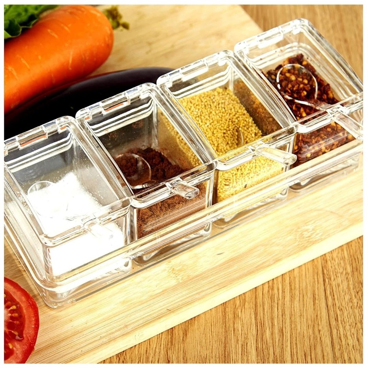 MINARI - Condimentero Acrílico con Cucharitas Organizador de Cocina 63A