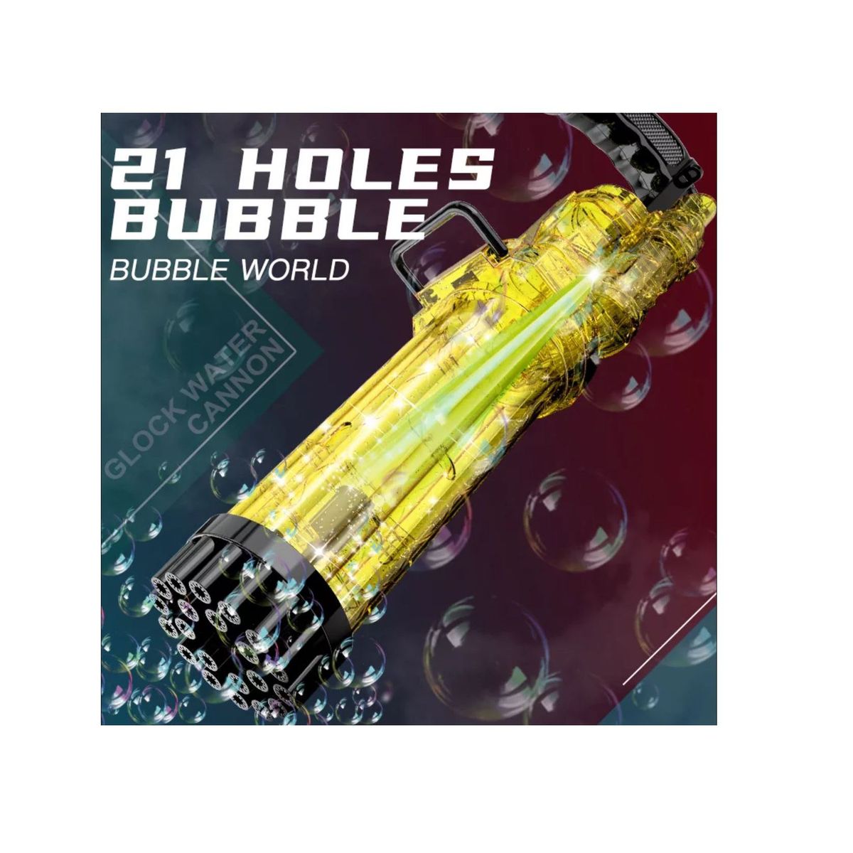 GENERICO - Lanza burbujas con luces de 21 agujeros Color Amarillo