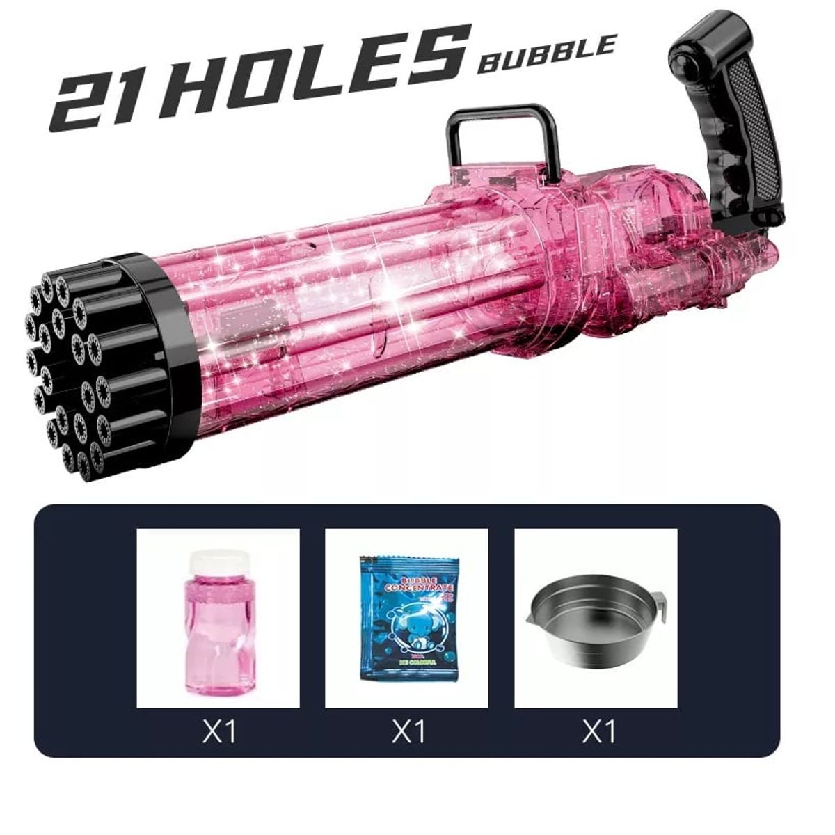 GENERICO - Lanzador de burbujas con luces de 21 agujeros Color Rosado